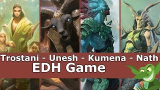 Trostani vs Unesh vs Kumena vs Nath EDH  CMDR game play for Magic The Gathering [upl. by Anitsirhc]