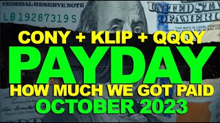 CONY YieldMax ETFs  KLIP  QQQY Payout October 2023 Earnings Report [upl. by Shirberg]