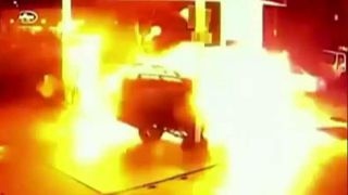 Fiery explosion after Uber driver crashes into gas pump [upl. by Gherardo924]