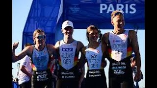 quotTriathlon Mixed Relay Final Germanys Thrilling Gold amp Close Finishes at Paris 2024quot [upl. by Nolra]