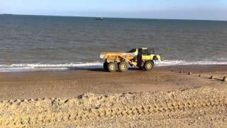 Deal Beach Nourishment  transporting the new material further along the beach [upl. by Seraphina994]