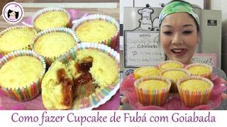 Cozinhando com a Nathy  Como fazer Cupcake de Fubá com Goiabada [upl. by Osnohpla557]