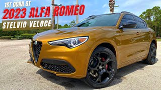 First 2023 Alfa Romeo Stelvio Veloce Q4 In Gold Has A Maserati Price Tag [upl. by Pearse]