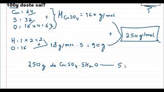 O sulfato de cobre pentaidratado forma cristais azuis Quantos mols de água há em 100g deste sal [upl. by Duyne503]