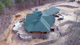 10000 Sq Ft Luxury log Home From above Drone Views under construction [upl. by Lupien544]