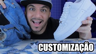 CUSTOMIZAÇÃO em TÊNIS BARATO RÁPIDO e FÁCIL  Nike Air Force 1 branco [upl. by Warden]