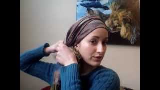 Pashmina Hair Wrapping HowTo tichel mitpachat [upl. by Aralk]