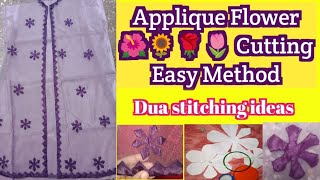 Applique 6petal flower cuttingHow to make flower very easy 6 petals flower making idea [upl. by Judas]