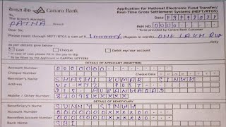 Canara Bank ka RTGSNEFT form kaise bhare  How to fill up form rtgsneft in Canara Bank [upl. by Yhtamit]