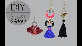 DIY 3 IDEAS PARA HACER COLLARES  COMO HACER COLLARES  COLLARES DE MODA [upl. by Essej]