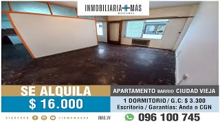 En Alquiler Apartamento 1 Dormitorio  Escritorio  Ciudad Vieja [upl. by Ocinom240]