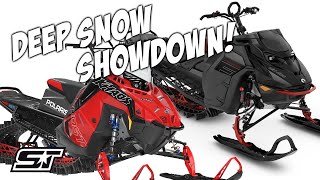 TURBO SHOOTOUT 2023 Ski Doo Freeride vs 2023 Polaris RMK Khaos Slash [upl. by Assinna]