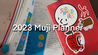 my mid aesthetic but very effective 2023 planner tour muji planner [upl. by Kcirdneked]