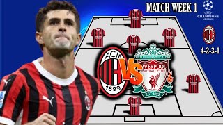 Ac Milan Potential Starting Lineup Champions League 2024 Match Week 1AC MILAN vs LIVERPOOL [upl. by Yelac]