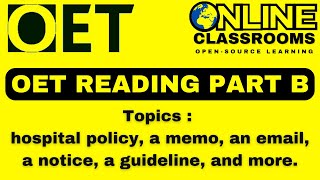 oet reading part B practice test  oet online classroom [upl. by Saffian]