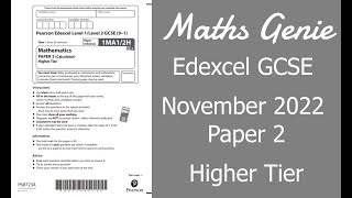 Edexcel Higher Paper 2 November 2022 Exam Walkthrough [upl. by Nairdna]