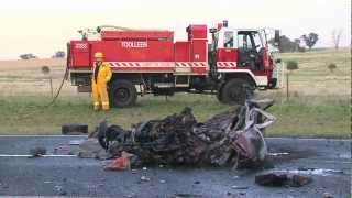 Fatal overtaking collision in Myola near Bendigo 140312 Warning Graphic images [upl. by Iey]