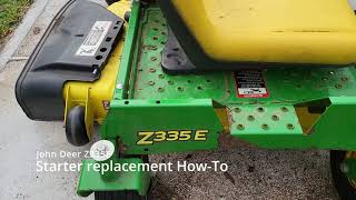 John Deere Z335E starter replacement howto [upl. by Ulrich]