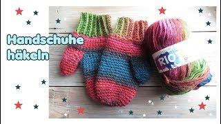 Einfache HANDSCHUHE  Fäustlinge häkeln [upl. by Maggee]