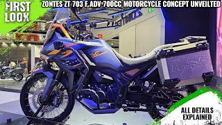 Zontes ZT 703 F ADV 700cc Motorcycle Concept Launched Explained All Spec Features Engine And More [upl. by Aikenat]