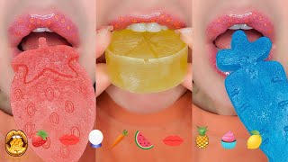 Satisfying ASMR Eating Emoji Food Challenge Japanese KOHAKUTOU Mukbang [upl. by Mullac]