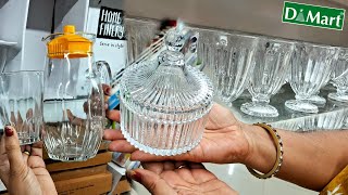 D MART latest GLASS kitchen organizers 🤩  ONLINE AVAILABLE   dmart glassware collection [upl. by Galvin]