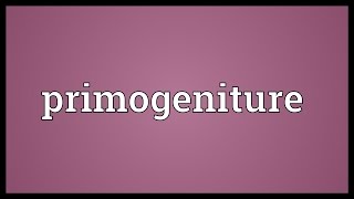 Primogeniture Meaning [upl. by Iramo]