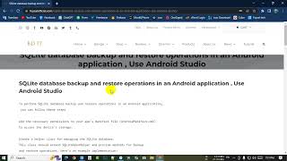 SQLite Full database backup and restore operations in an Android application  With Android Studio [upl. by Sergias169]