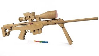 How To Make Cardboard Sniper That Sh00ts  With Magazine [upl. by Yessydo]