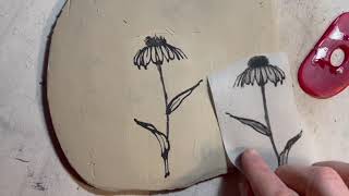 Underglaze Monoprinting Line Drawing on Clay [upl. by Nylime]