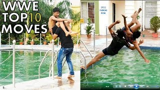 WWE TOP 10 MOVES IN THE POOL  OYE TV [upl. by Ominoreg]