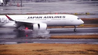 Reverse Thrust Water Spray JAL A350 [upl. by Pich328]