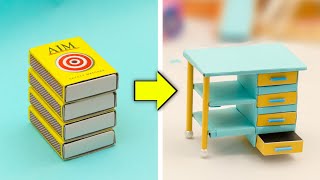 DIY Mini Study table with matchbox  How to make miniature Study table Craftube4u [upl. by Sheena]