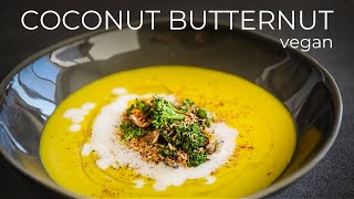 Coconut Butternut Squash Soup Recipe  Easy vegan Thanksgiving meal idea [upl. by Nev]