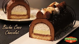 ❅ Recette de Bûche de Noël Chocolat Noix de Coco façon Bounty ❅ [upl. by Kaliope]