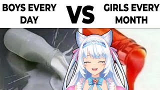 MEN DO THAT EVERY DAY  Milky Mew reacts to Boys Vs Girls Memes [upl. by Winfield]