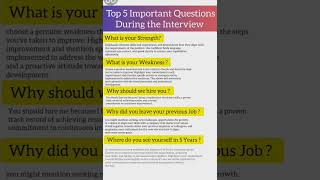 5 important questions during the interview job interview [upl. by Rehpotisrhc800]