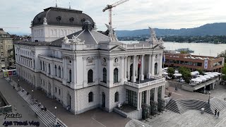 Switzerland  Lake Zurich  OperaHaus Bellevue Drone Footage [upl. by Ullund]