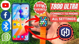 T800Ultra SmartWatch connect tophone how to connect smartwatch to android phoneviralyoutubevideo [upl. by Yesdnik281]