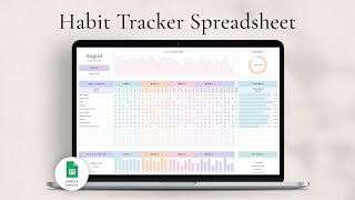 Habit Tracker Spreadsheet for Google Sheets [upl. by Amilah74]