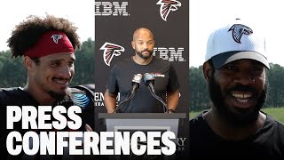 Jimmy Lake Kevin Koger amp others speak on position groups coming together  2024 ATampT Training Camp [upl. by Ardnossak]