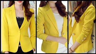 yellow blazers design ideas for women 2022 [upl. by Keyek]