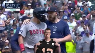 Boston Red Sox Colorado Rockies BENCHES CLEAR  MLB [upl. by Notsgnal]