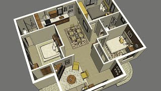 90m2  Simple house plans with 3 Bedrooms 2 Baths [upl. by Einhapets]