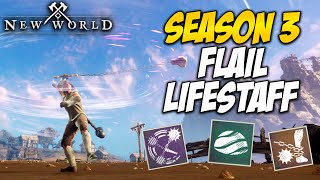 Season 3 Flail amp Life Staff PvP Build Guide amp Gameplay  New World Season 3 Update [upl. by Gabie]