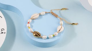 How to Make Summer Adjustable Cowrie Shell Bracelet  Kissitty Jewelry [upl. by Enuj36]