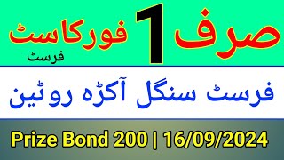 𝗣𝗿𝗶𝘇𝗲 𝗕𝗼𝗻𝗱 𝟮𝟬𝟬  First Single Forecast Routine amp First Tandola Root 16092024 [upl. by Ssur299]