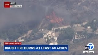 Sierra Fire 40acre blaze erupts in Fontana threatening homes [upl. by Hance663]