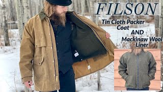 FILSON Tin Cloth Packer Coat amp Mackinaw Wool Jacket Liner  Try On amp Review [upl. by Eeleimaj]