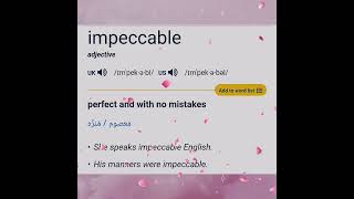 impeccable the definition with examples in English learn vocabulary [upl. by Linn]